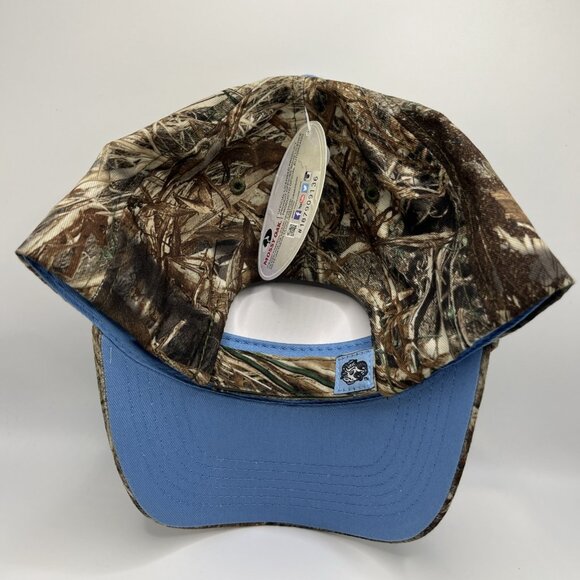 UNC Tar Heels Hat Cap Mossy Oak Camo Embroidered Logo Blue White Brown NWT - Picture 3 of 5